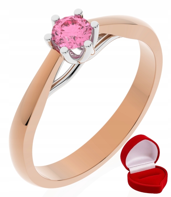 Zlatý Prstýnek 585 14k Safír 0,19 ct Růžové Zlato R30