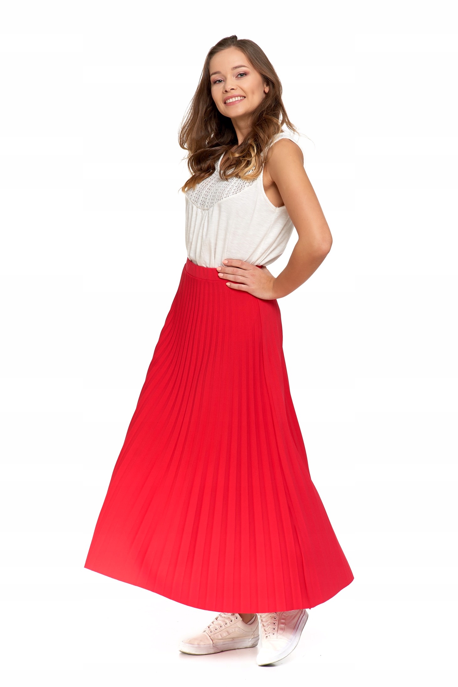 PLISOWANA SPÓDNICA MAXI DŁUGA DAMSKA NA GUMCE WYGODNA ELEGANCKA MORAJ XXL Wzór dominujący bez wzoru