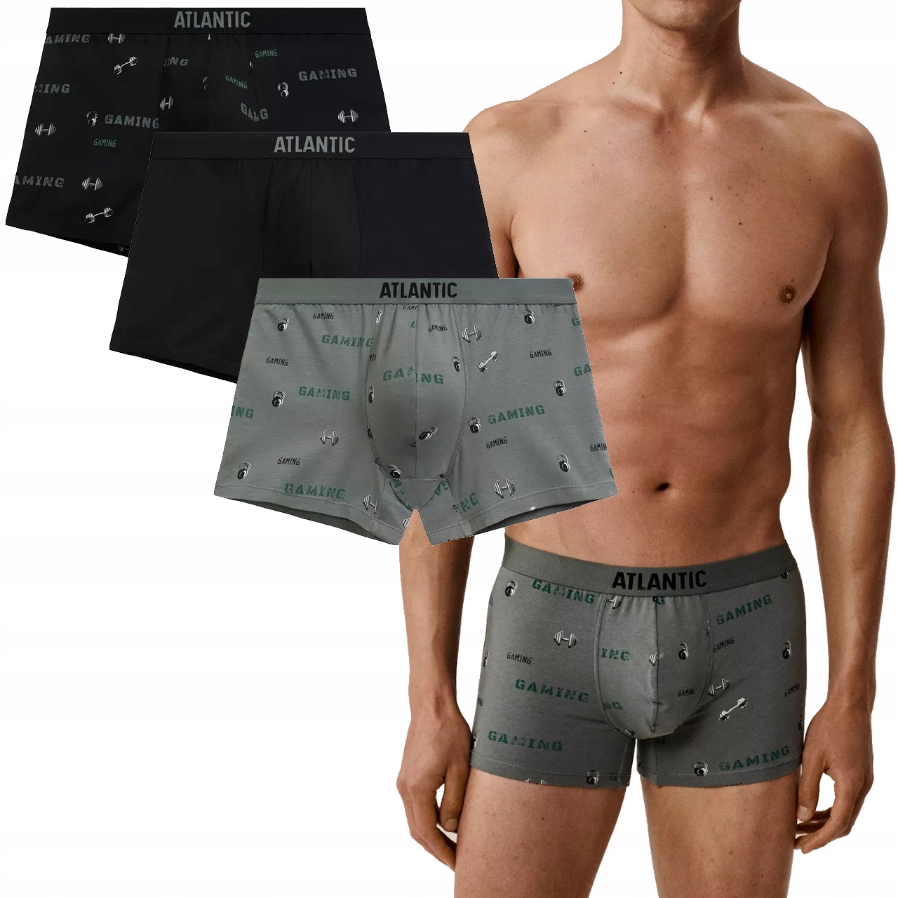 Pánské Boxerky Atlantic 3MH223/ČA/ČA/KHAJ/M
