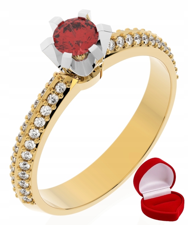 Zlatý Prstýnek 585 14k Rubín 0,19 ct Krabička R21