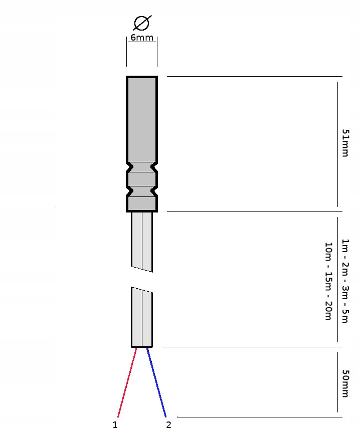 Czujnik Temperatury KTY81-210 z Przewodem PVC 5m Stan opakowania oryginalne