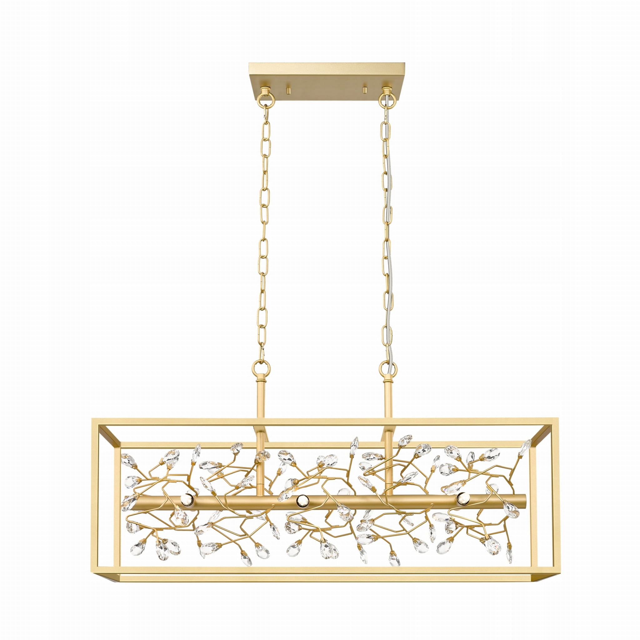 Bohato zdobená závesná stropná lampa na zlatých retiazkach Spring G9