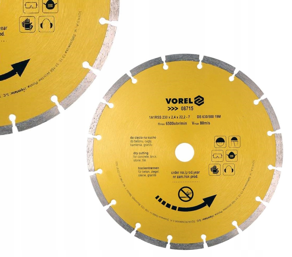 TARCZA DIAMENTOWA SEGMENTOWA DO CIĘCIA BETONU 230mm VOREL 08715