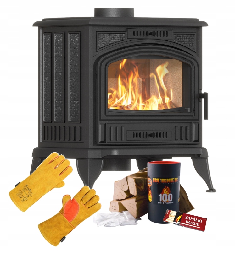 Koza Piecyk żeliwny K6 Eco kratki 6,5 kW fi 130 na drewno zestaw startowy