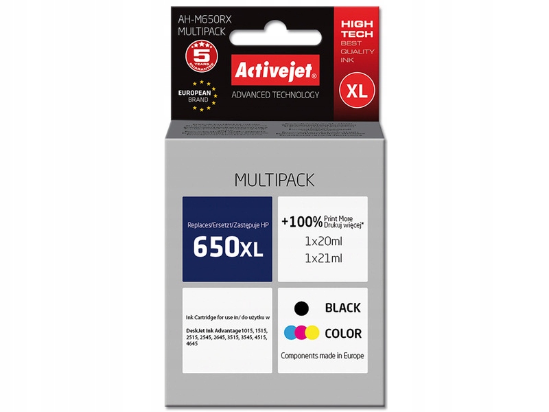 

Zestaw tuszy Activejet do Hp 650 CZ101 650 CZ102