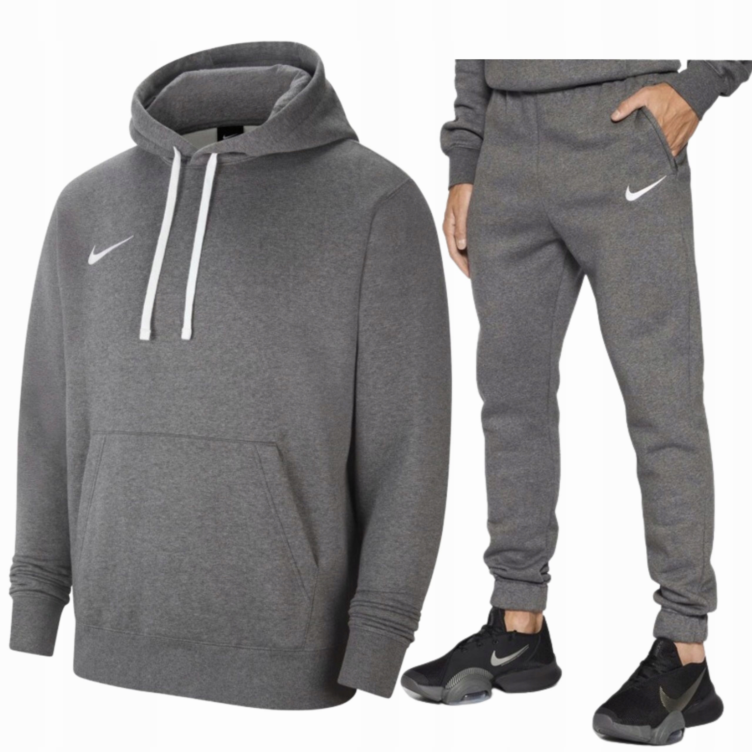 Nike dres męski komplet dresowy spodnie bluza bawełna Popiel, Szary L