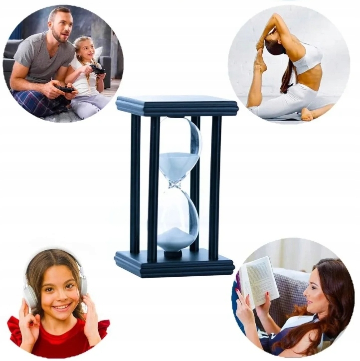 PIASKOWA KLEPSYDRA 60 MIN ZEGAR PIASKOWY DEKORACJA Kolor biały czarny