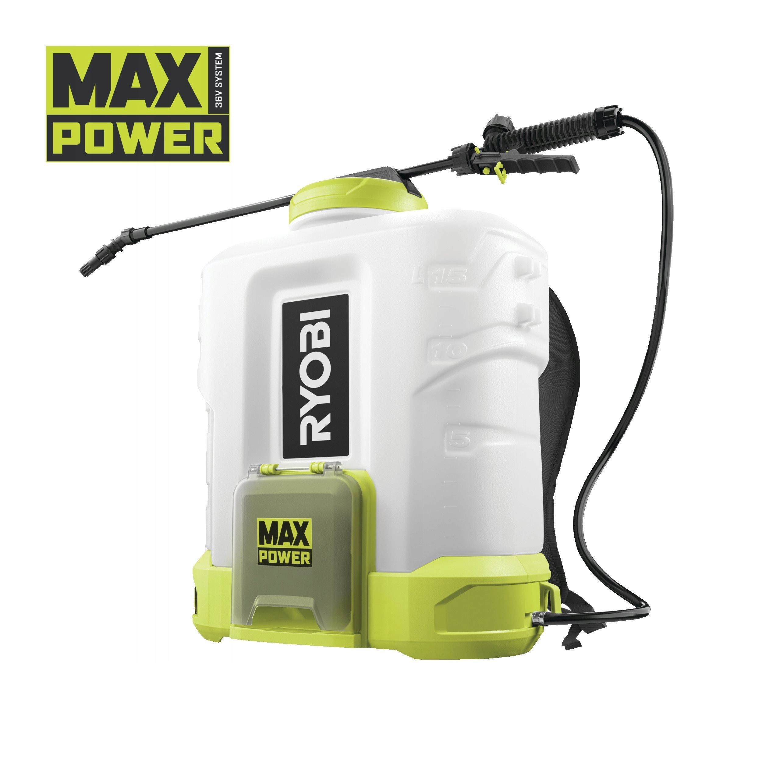 Ryobi RY36BPSA-0 36V chrbtový postrekovač na burinu nádoba 15l polstrovaný ba