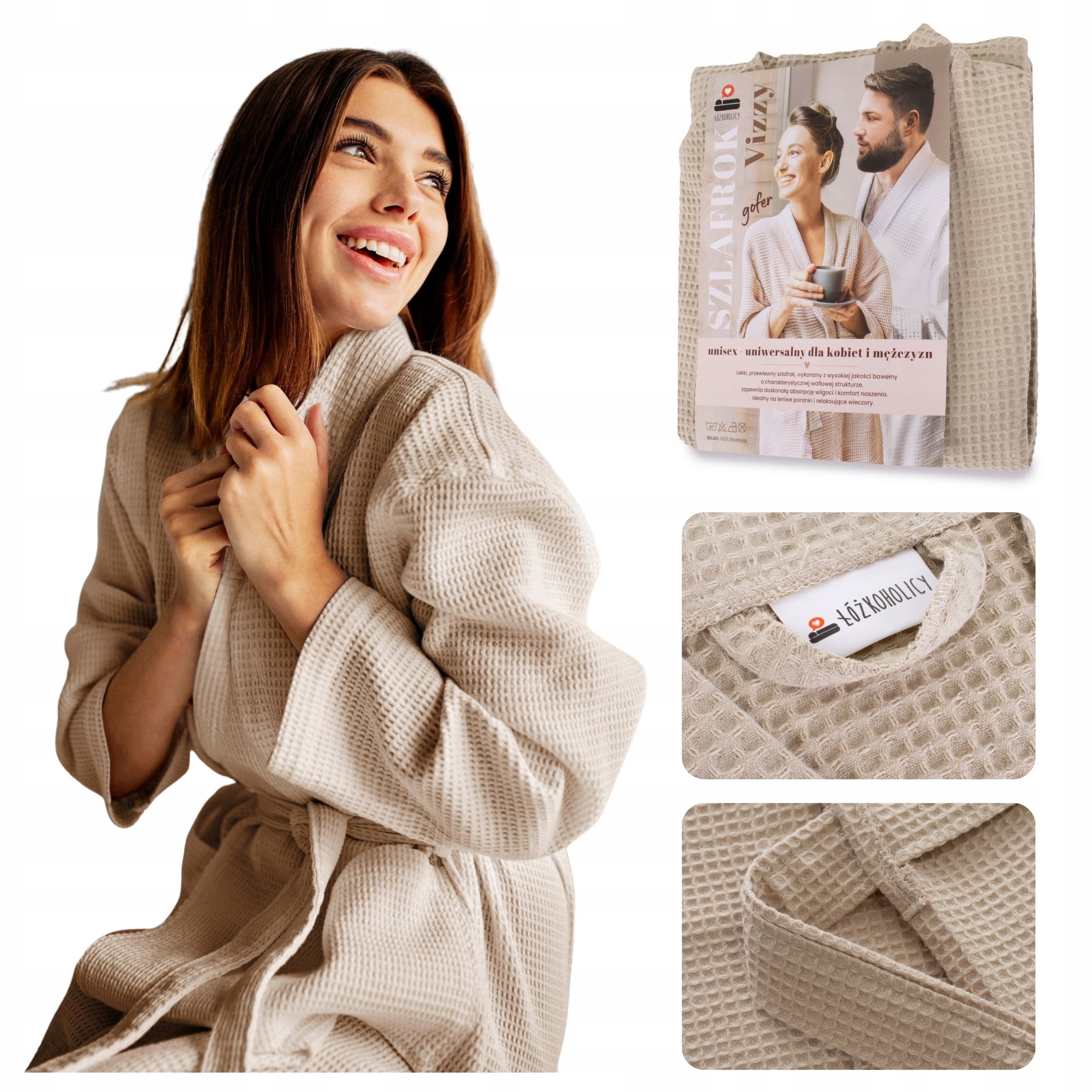 Dámský Bavlněný hotelový vaflovaný župan Wafle unisex Vizzy L