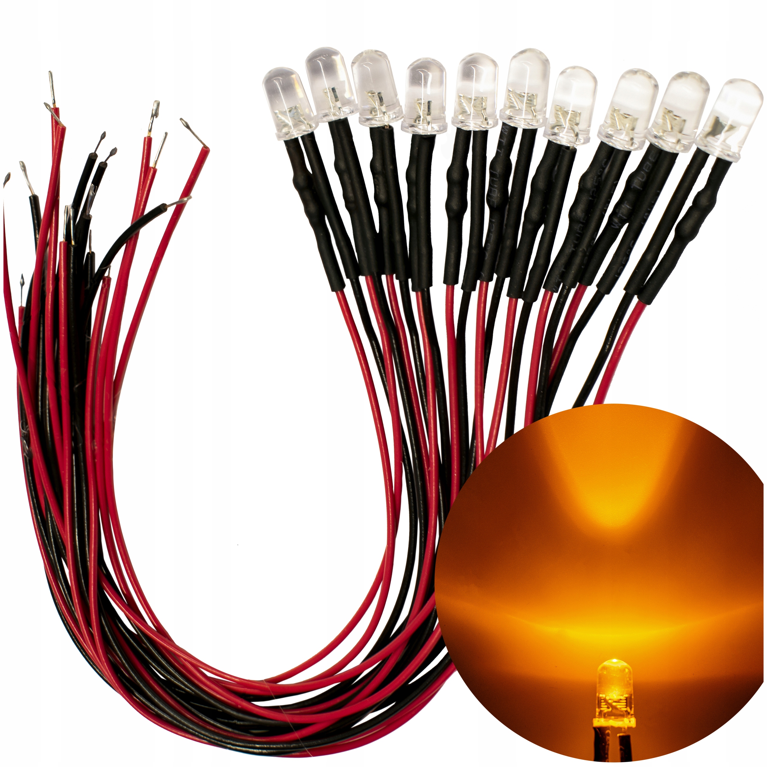

Diody Led 12V 5mm Żółte przewód 20cm 10szt