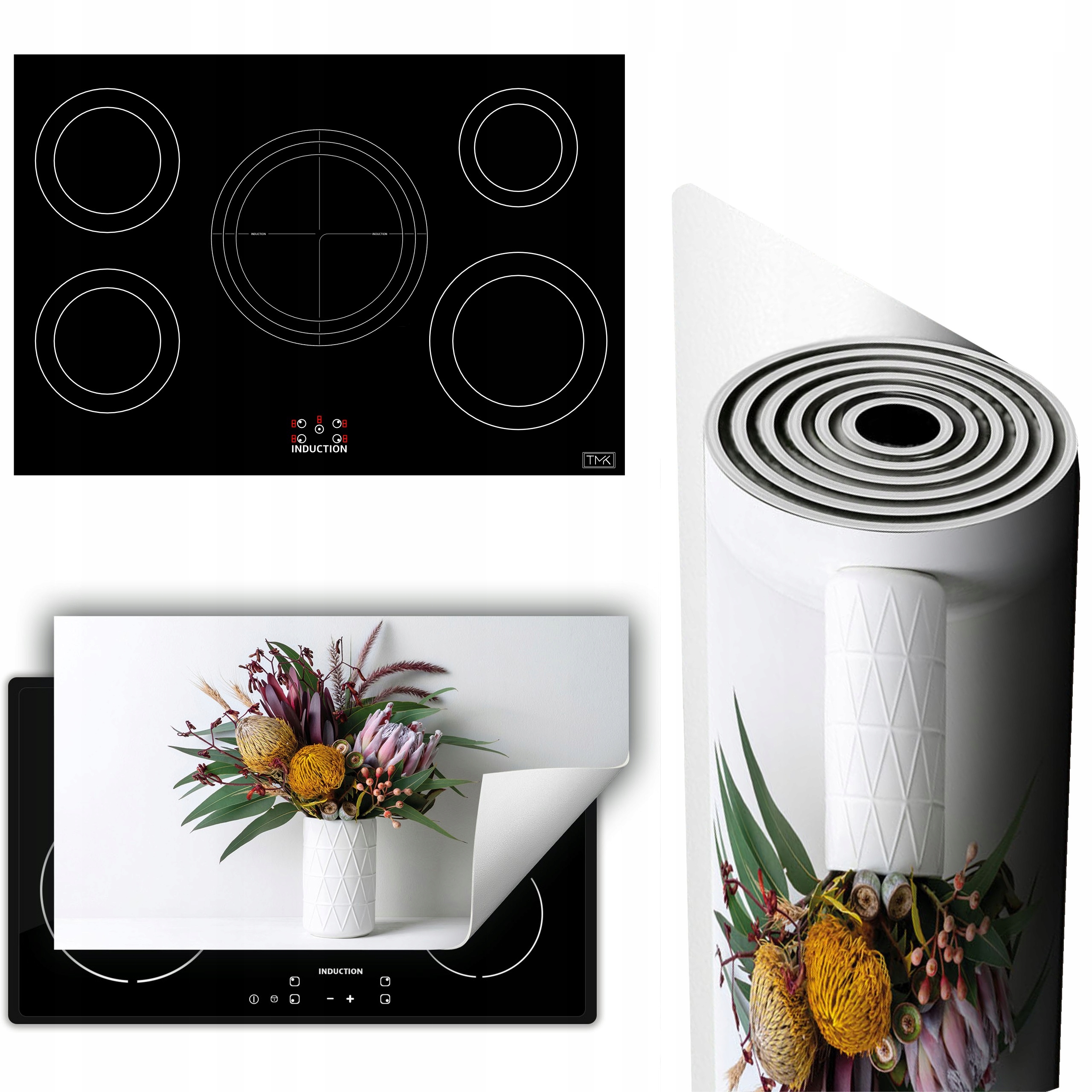 Vinylová Podložka Ochrana Kuchyňské Desky 90x52 Kytice květin