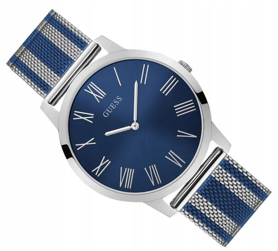 Pánské Sportovní Hodinky Guess Casual W1179G1 Stříbrné Modré