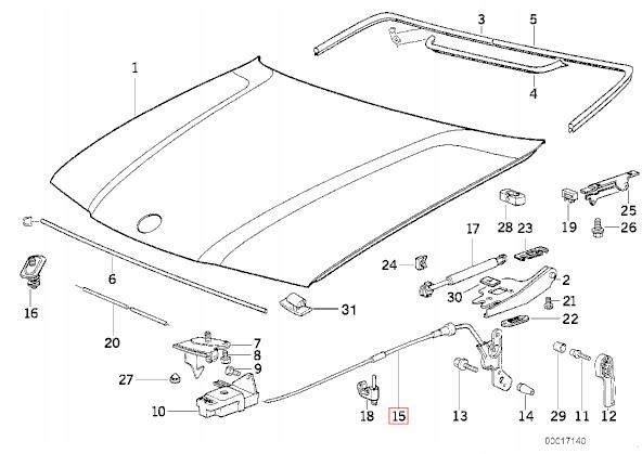 51231960853 - OE BMW трос відкривання капота BMW 3 E36