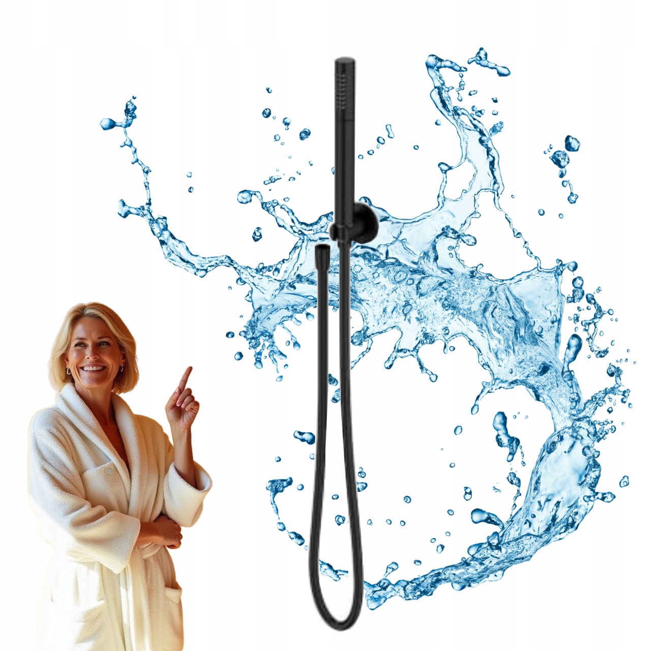 Čierny sprchový set Inverto Cersanit EasyCLEAN Rain 150 cm Eco