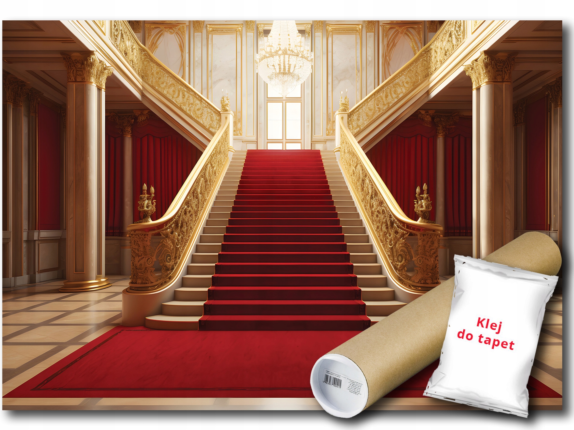 Vinylová Fototapeta Interiér Schody Chodba Luxus Červená Zlato 368x254