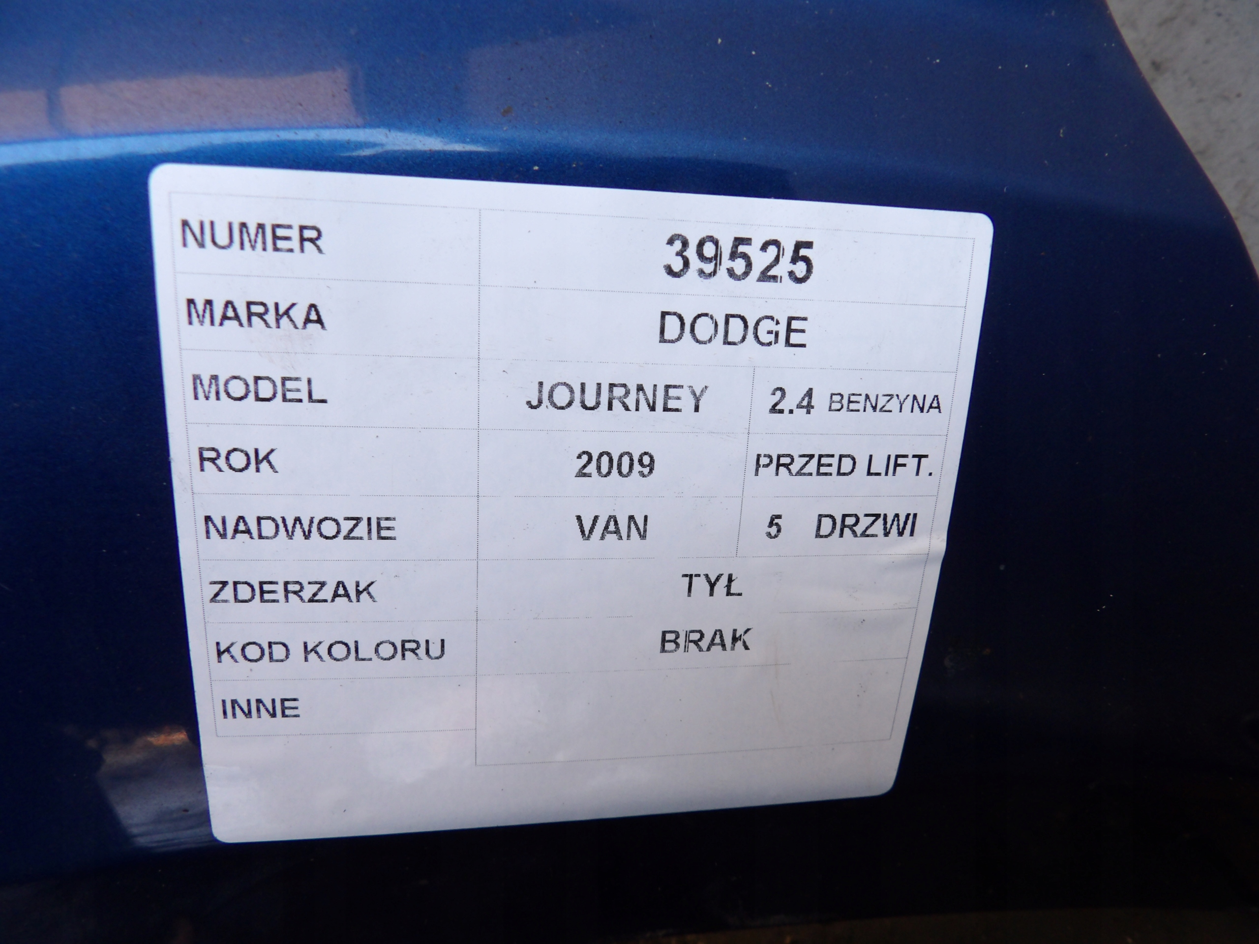 Dodge Journey stoßstange tylni