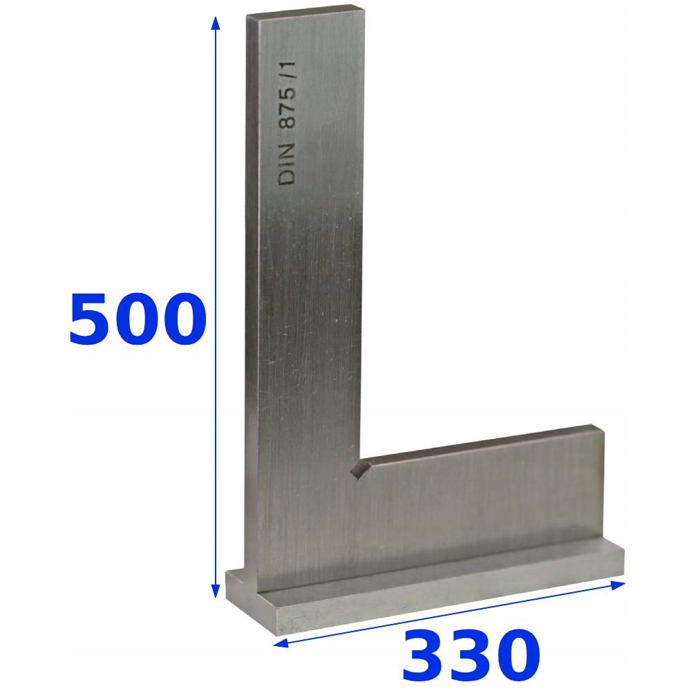 Kątownik Ślusarski Stalowy 500 x 330 Ze Stopką Klasa 1 DIN875 MKSc