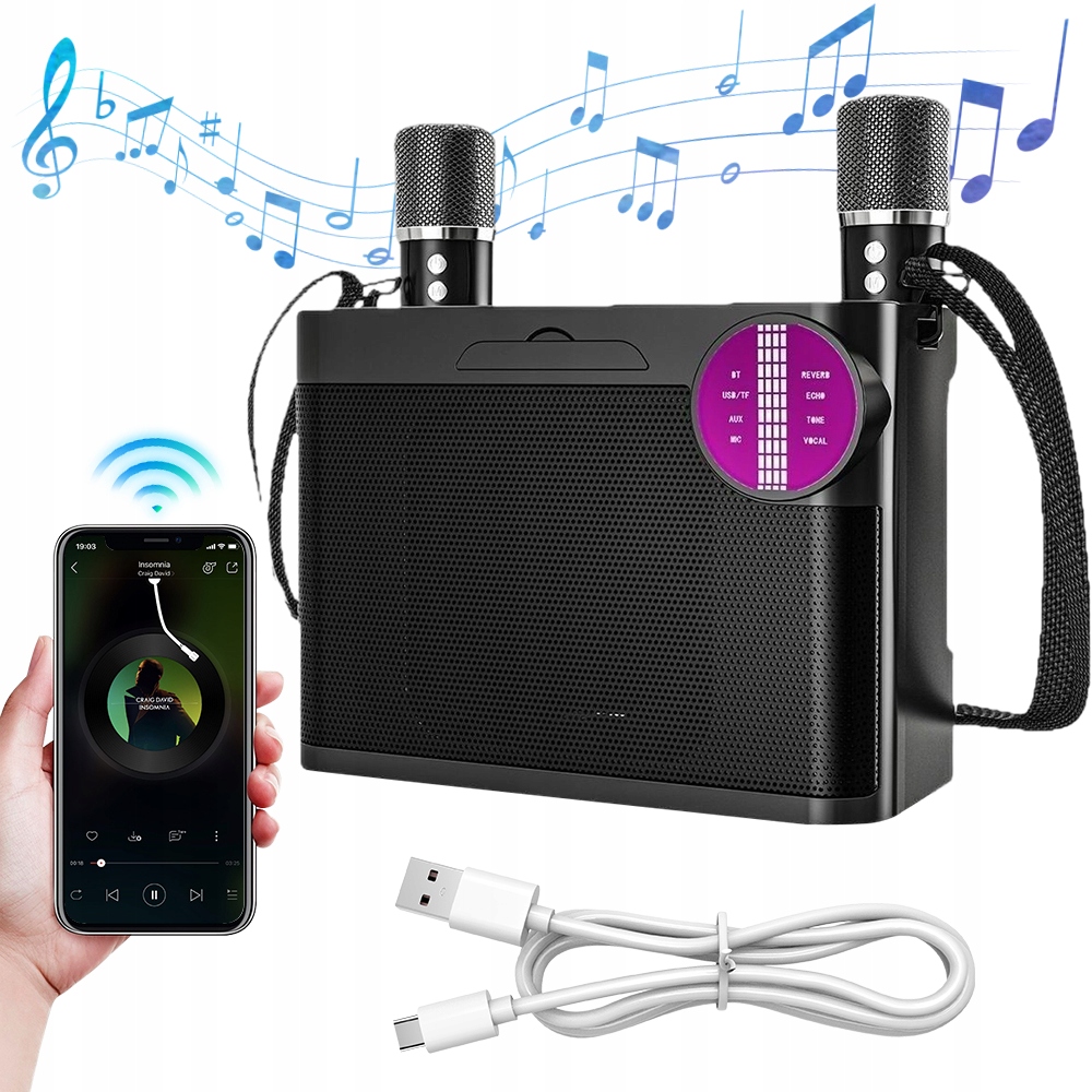 Perfektní Bluetooth 5.3 Karaoke Reproduktor S Led Podsvícením