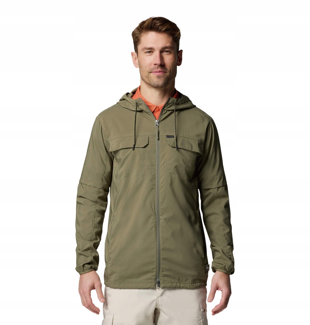 Pánská bunda Columbia Skien Valley Hooded Ls Shirt -Stone Green M