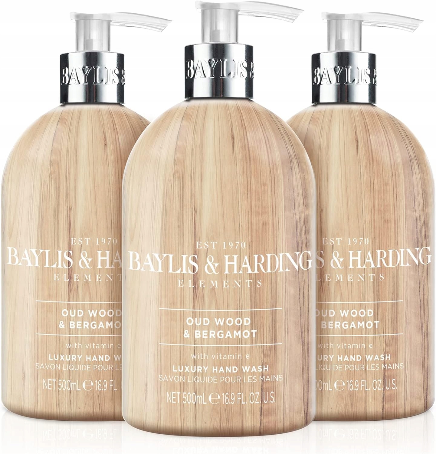 Levně Baylis & Harding Elements Tekuté Mýdlo Oud Wood A Bergamot 500 ML