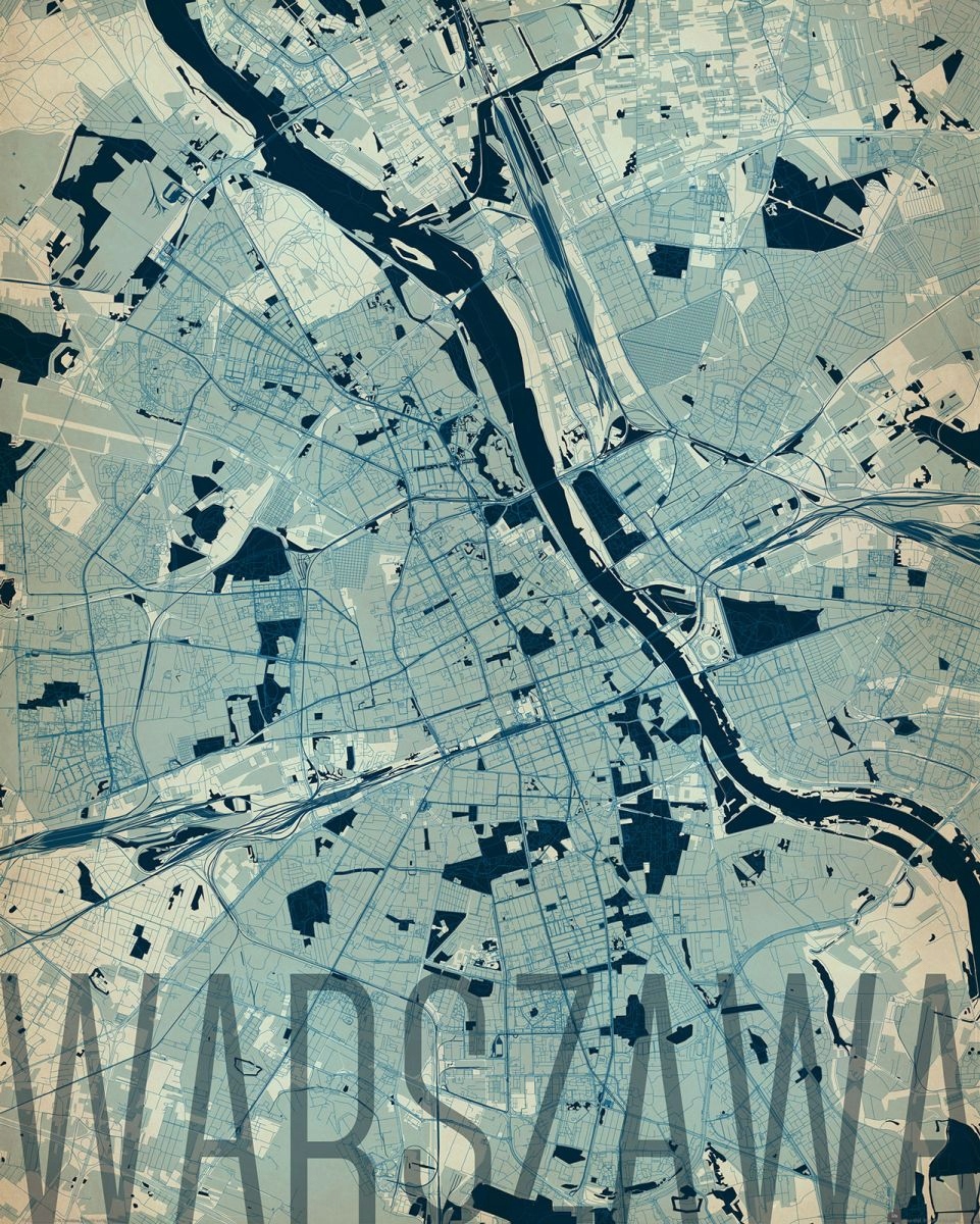 

Artystyczna mapa Warszawy Warsaw Plakat 40x50 cm