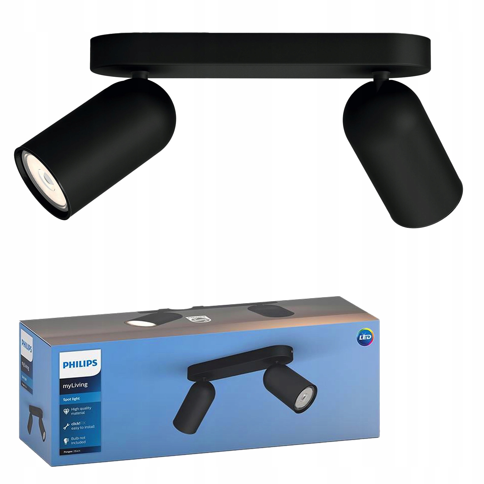 Stropní Svítidlo Reflektor Nástěnný 2 x GU10 Černá Pongee Philips