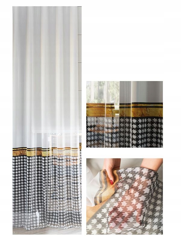 Záclona Voál Bílá Pepitka Elegantní Lux dekorace Obývací pokoj s páskou 240x290