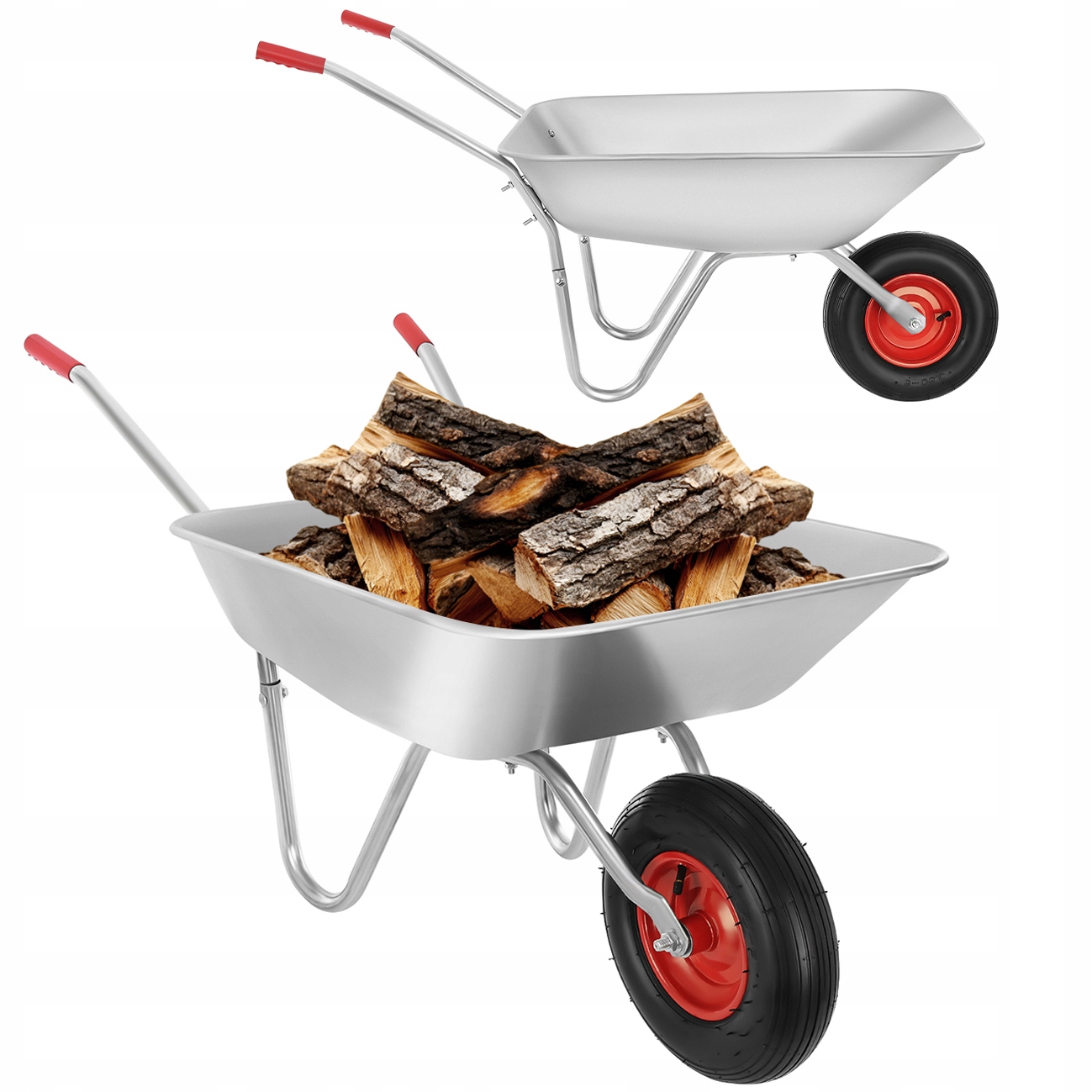 Taczka Ogrodowa Lekka Ocynkowana Mocna Z Metalowym Kołem 120 L 80L