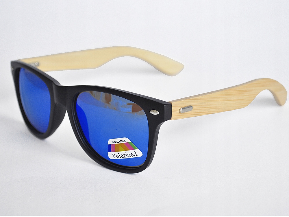 OKULARY DREWNIANE BAMBUSOWE POLARYZACYJNE LUSTRZANKI ETUI UV400 Marka inna