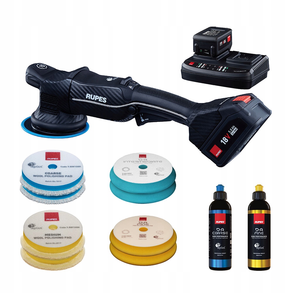 RUPES HLR21 IBRID ZESTAW BAS MASZYNA POLERSKA POLERKA AKUMULATOROWA PASTY