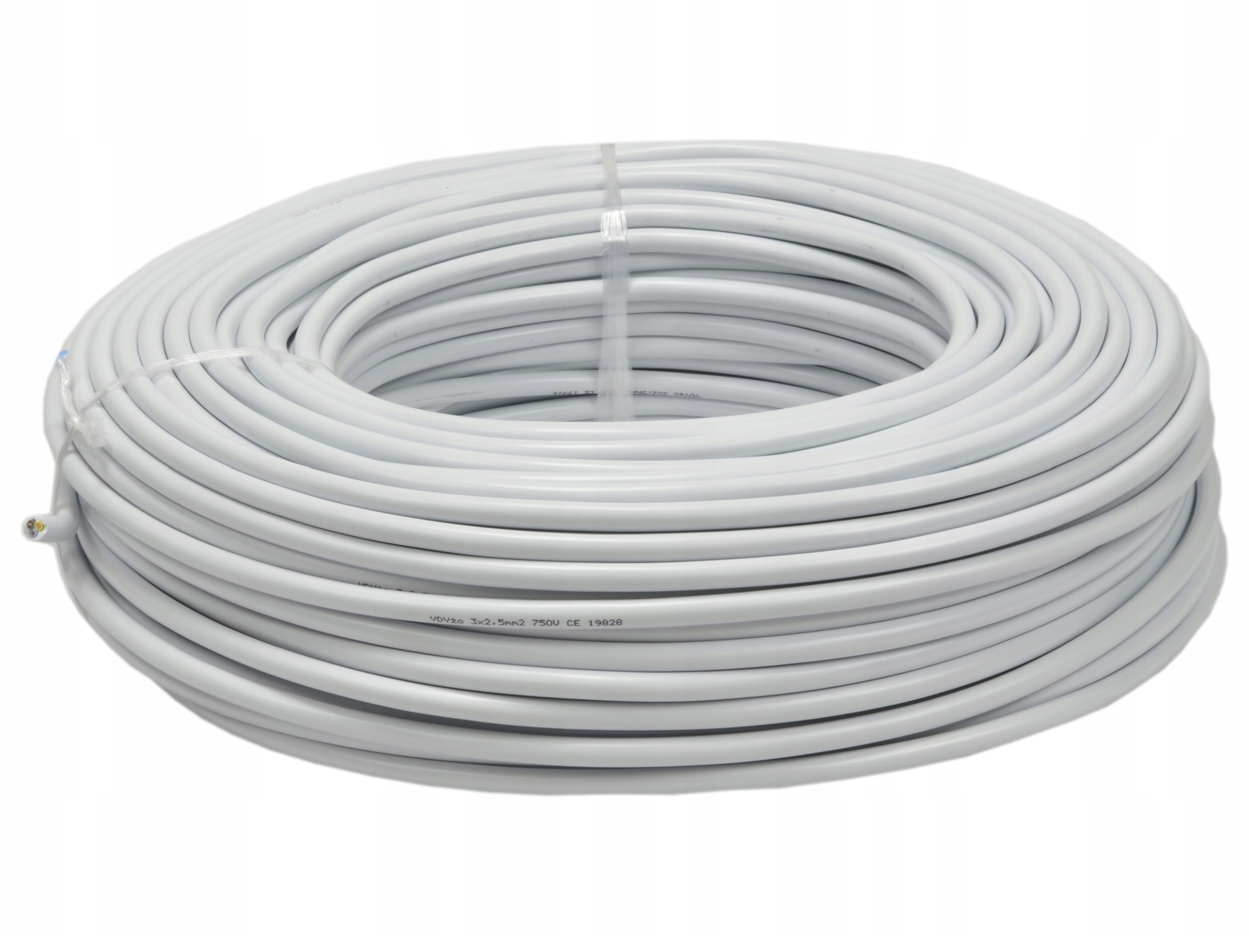 Przewód kabel instalacyjny Ydy 3x2,5mm2 450/750V prądowy okrągły Miedź 100m