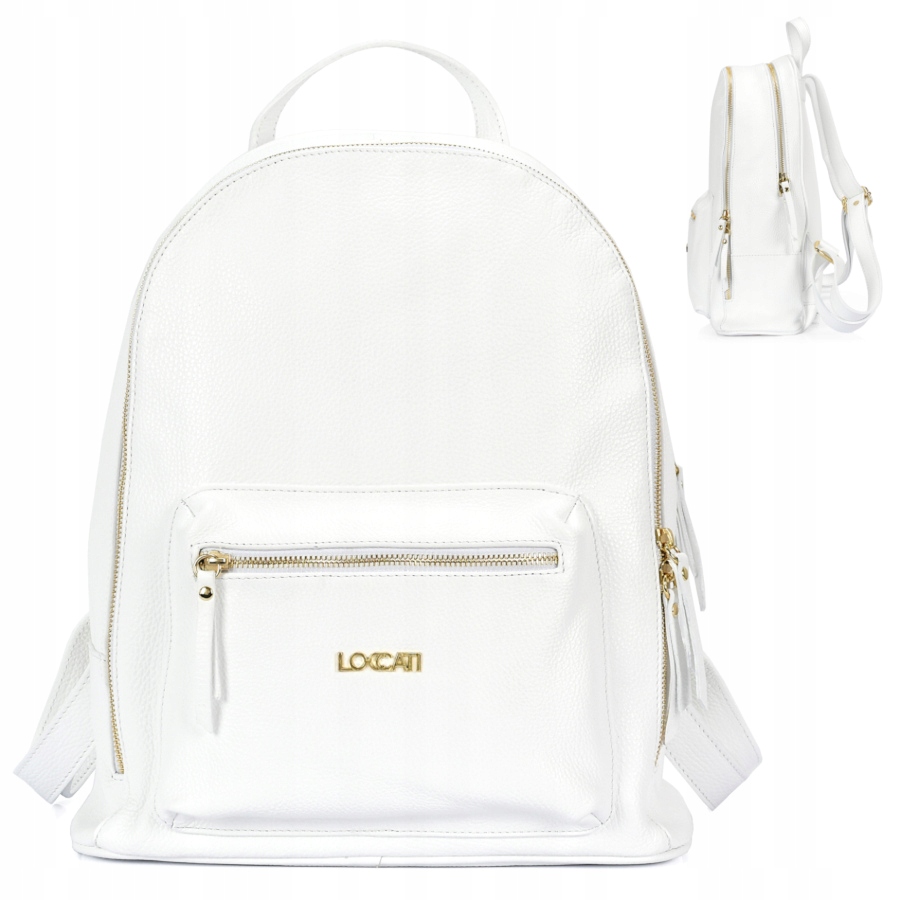 

Biały plecak damski duży a4 ze skóry naturalnej