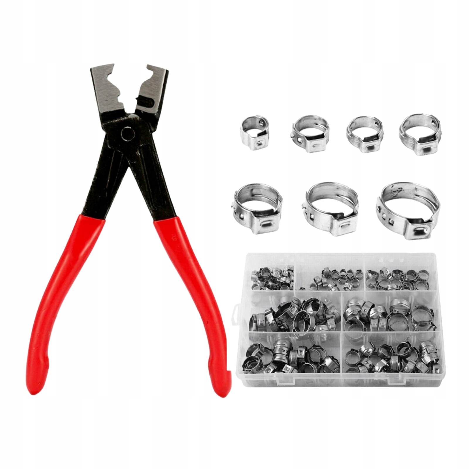 zaciski do węży z pojedynczym uchem ze stali nierdzewnej, 5.8-21mm 130sztuk