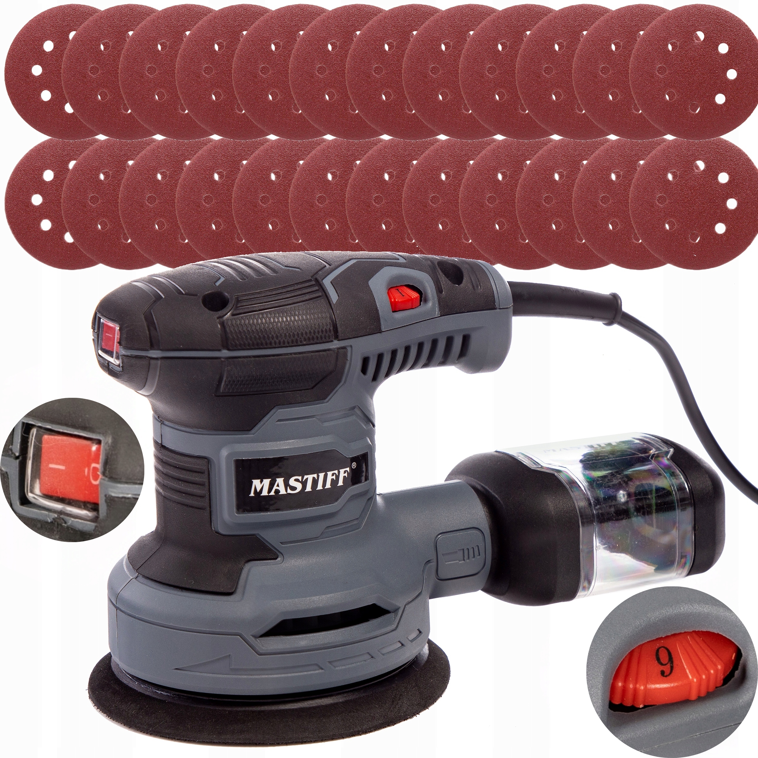 Szlifierka Mimośrodowa Oscylacyjna 125MM Elektryczna Krążki Ścierne 50SZT