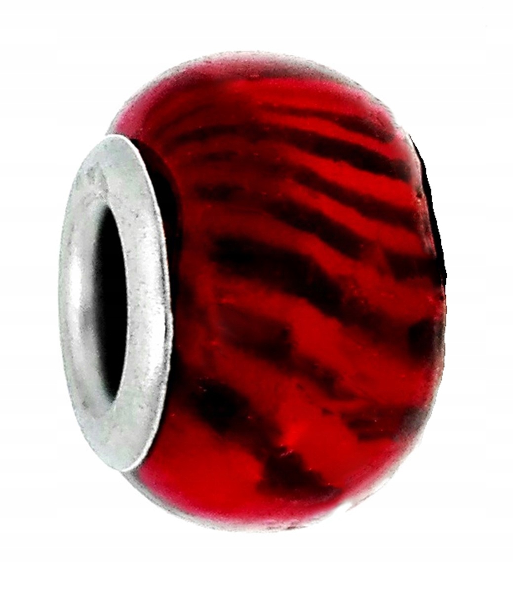 

Zawieszka beads - ciemnoczerwona w czarne pasy