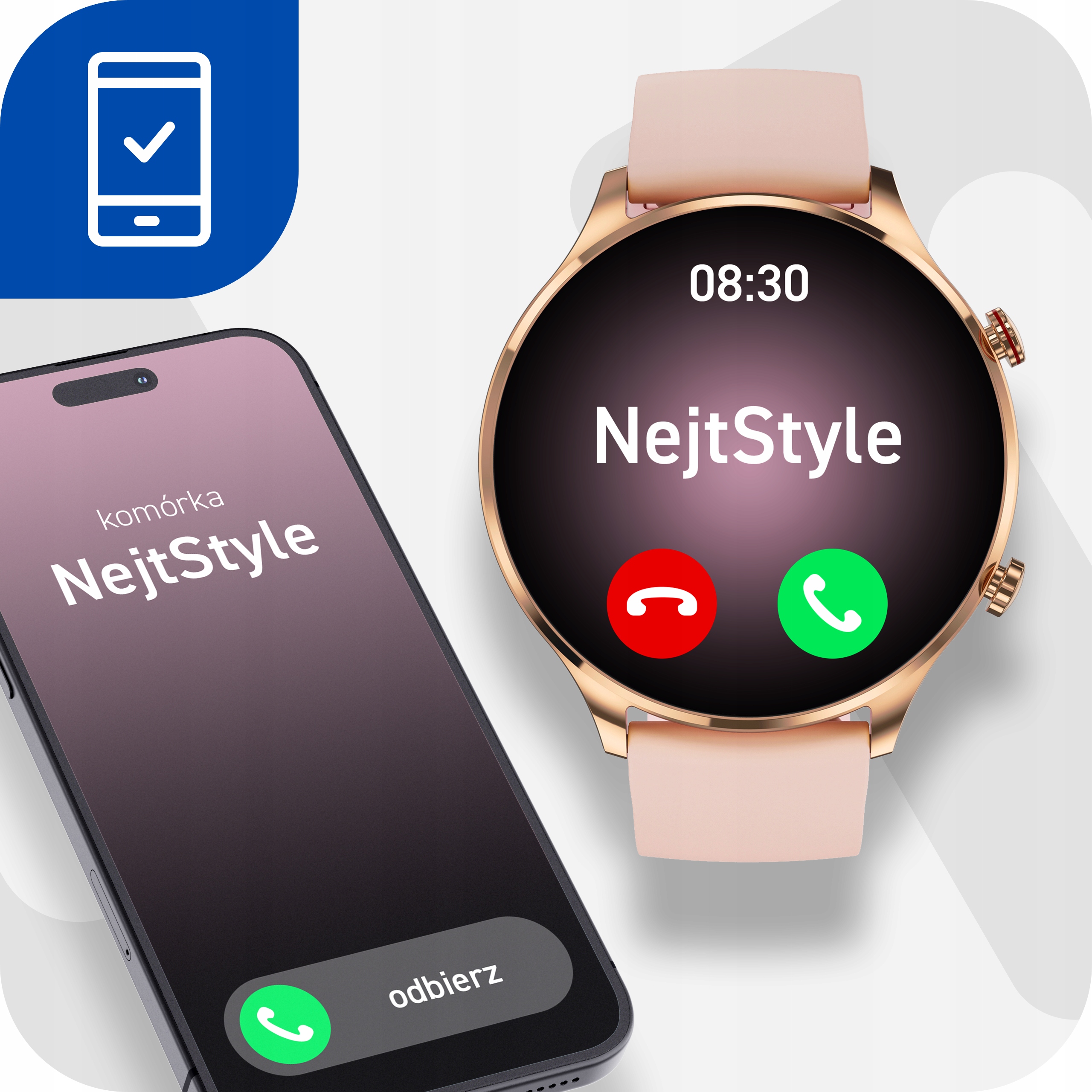 SMARTWATCH ZEGAREK DAMSKI Z FUNKCJĄ ROZMÓW SMS CIŚNIENIE PULS SPORT MENU PL Transmisja danych brak