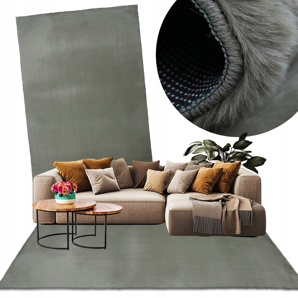 Moderní Koberec do ložnice a obývacího pokoje 120x160 Fluffy zelený koberec