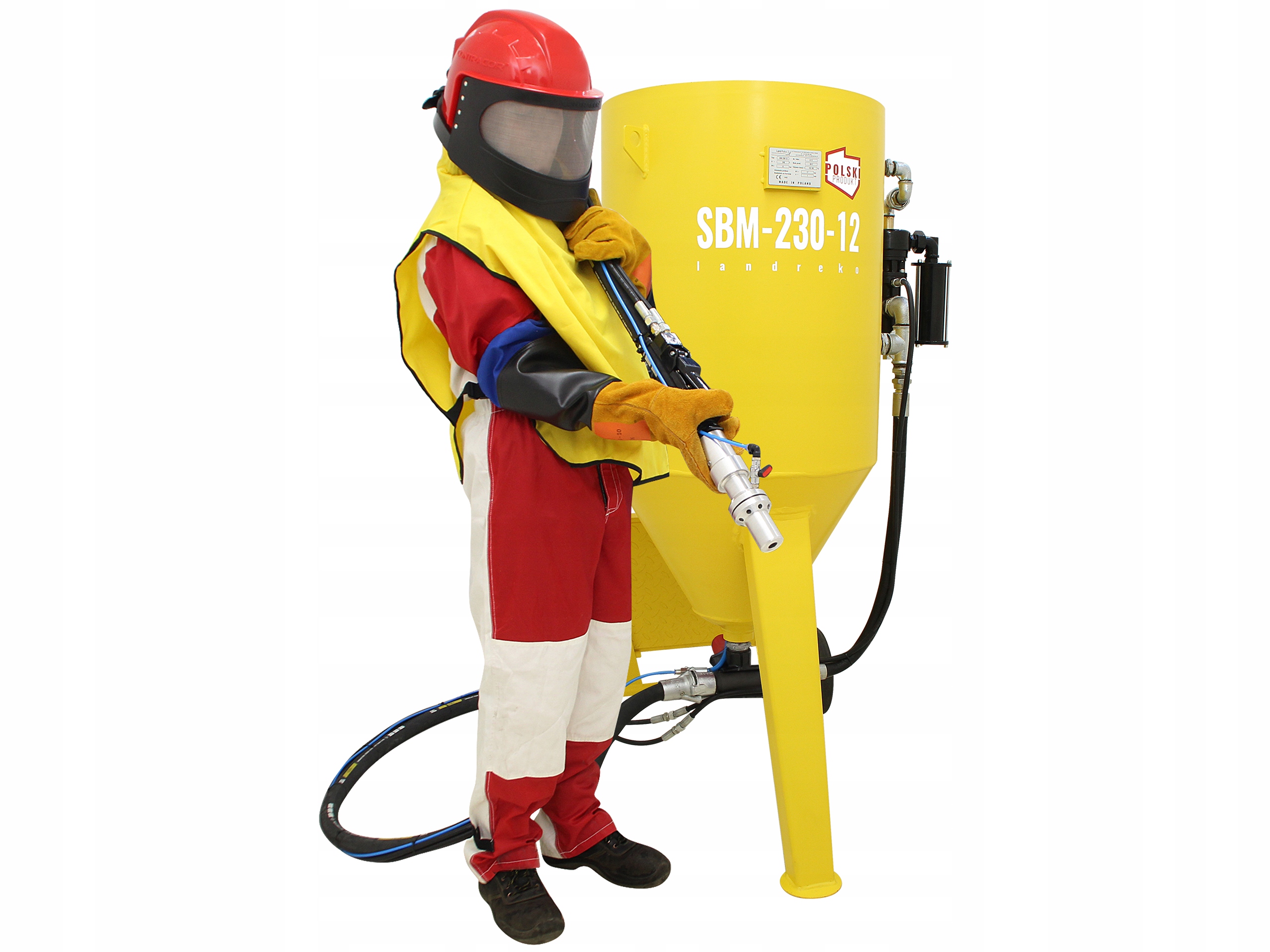 МОБИЛЬНЫЙ ПЕСКОСТРУЙНЫЙ АППАРАТ ПОД ДАВЛЕНИЕМ 12 БАР 230 Л + BHP