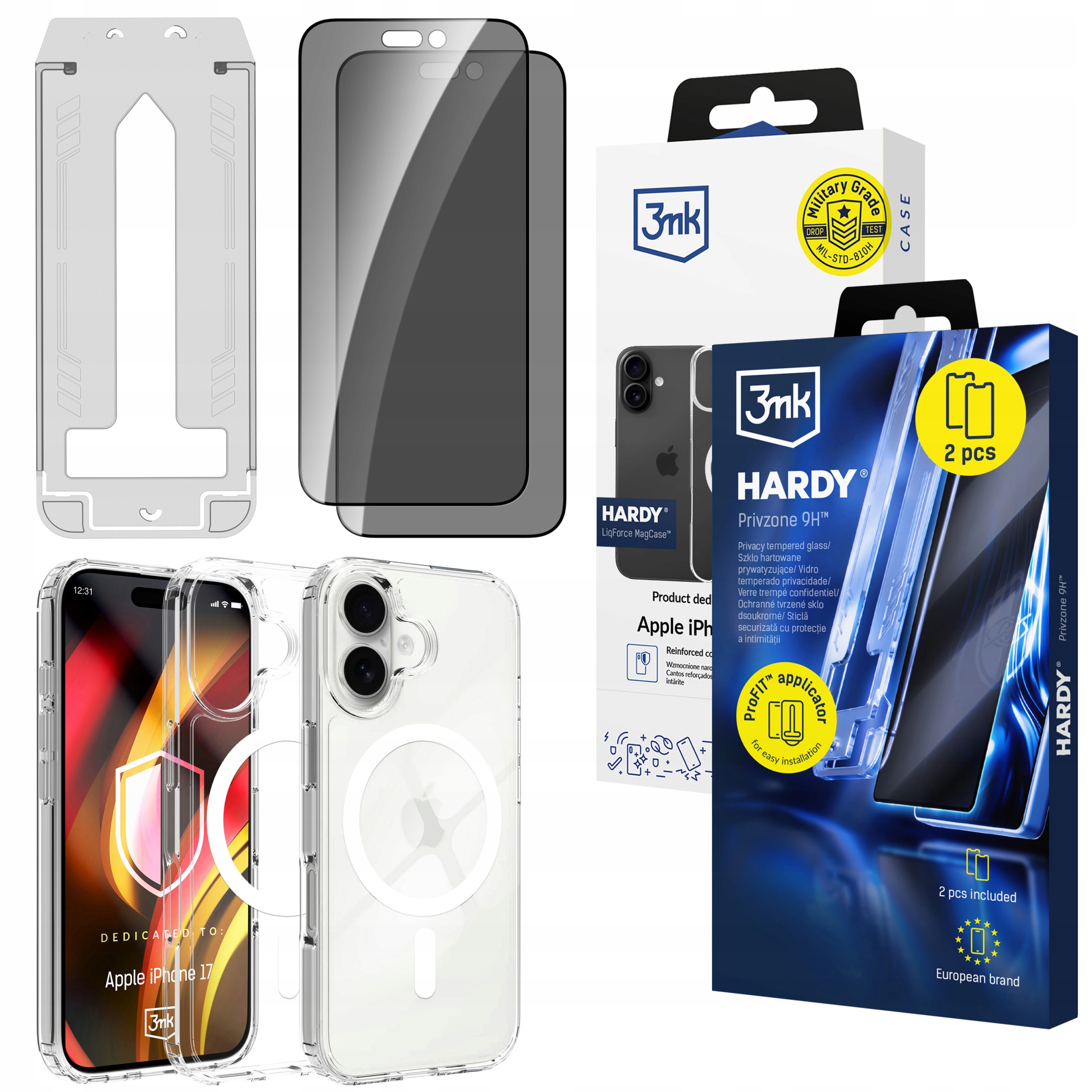 2x Tvrzené sklo na ochranu soukromí pouzdro na pouzdro 3mk Hardy pro iPhone 17