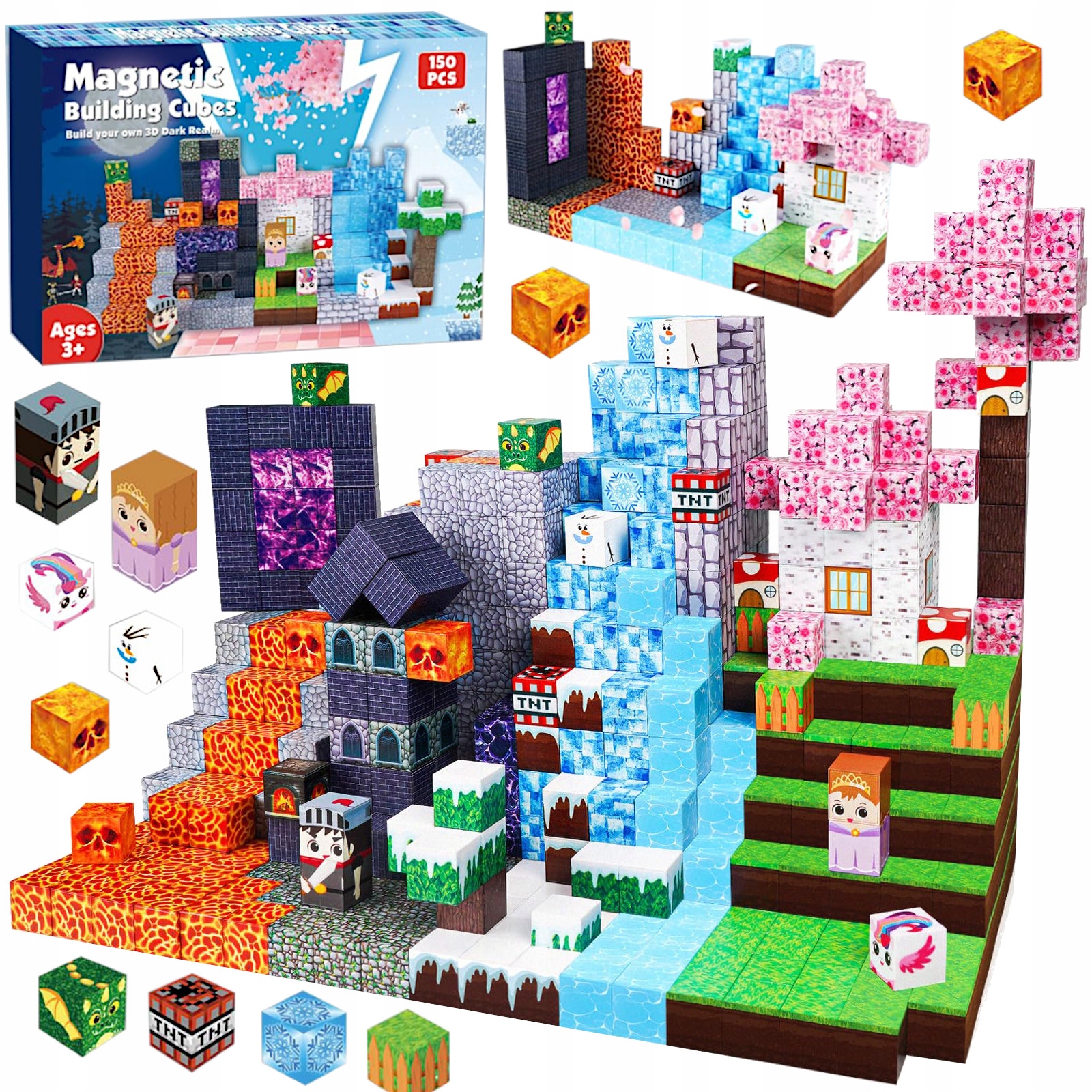 KLOCKI MAGNETYCZNE CRAFT SZEŚCIANY ZESTAW KLOCKÓW PREZENT DLA DZIECI 150 el