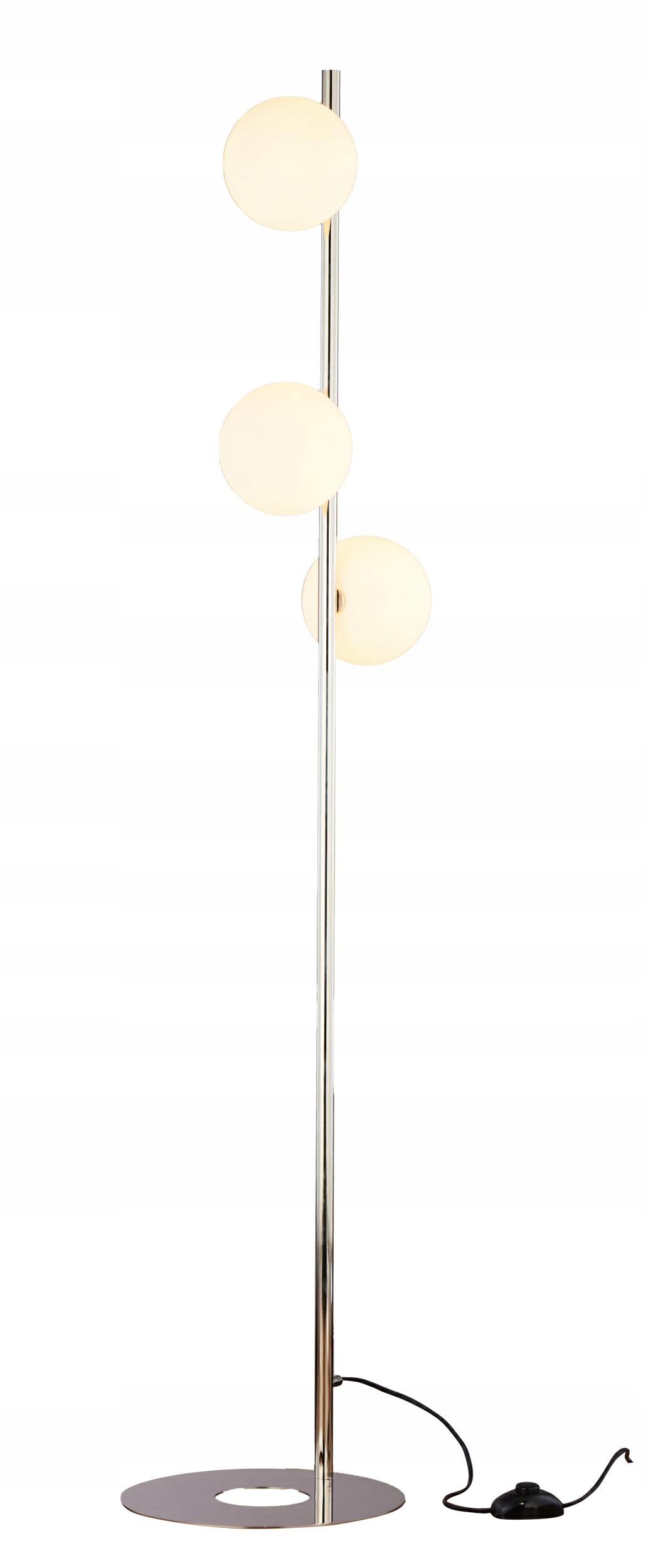 Podlahová lampa Feme Stříbrná Bílá Skleněná Stínidla 3xG9 151 cm Stojací lampa