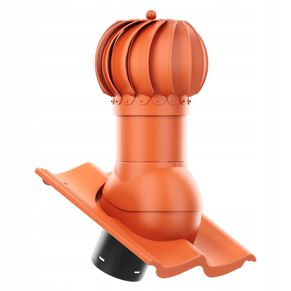 Otočný kulový větrací komín ⌀125 střešní tašky Moravska Hodonka Cihlová