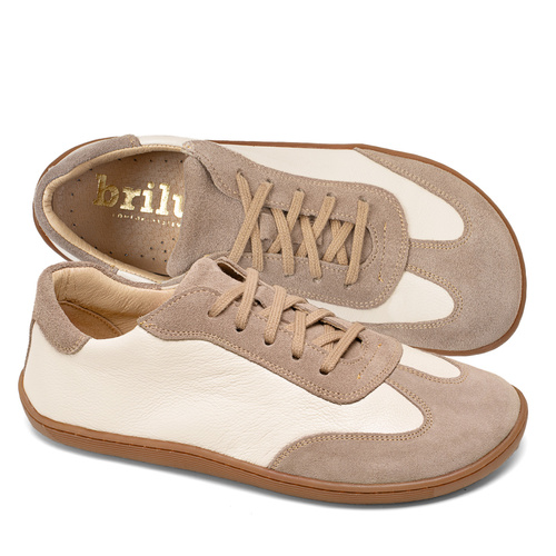 Brilu Polskie Damskie Skórzane Sneakersy Barefoot Brandy Beżowe 41