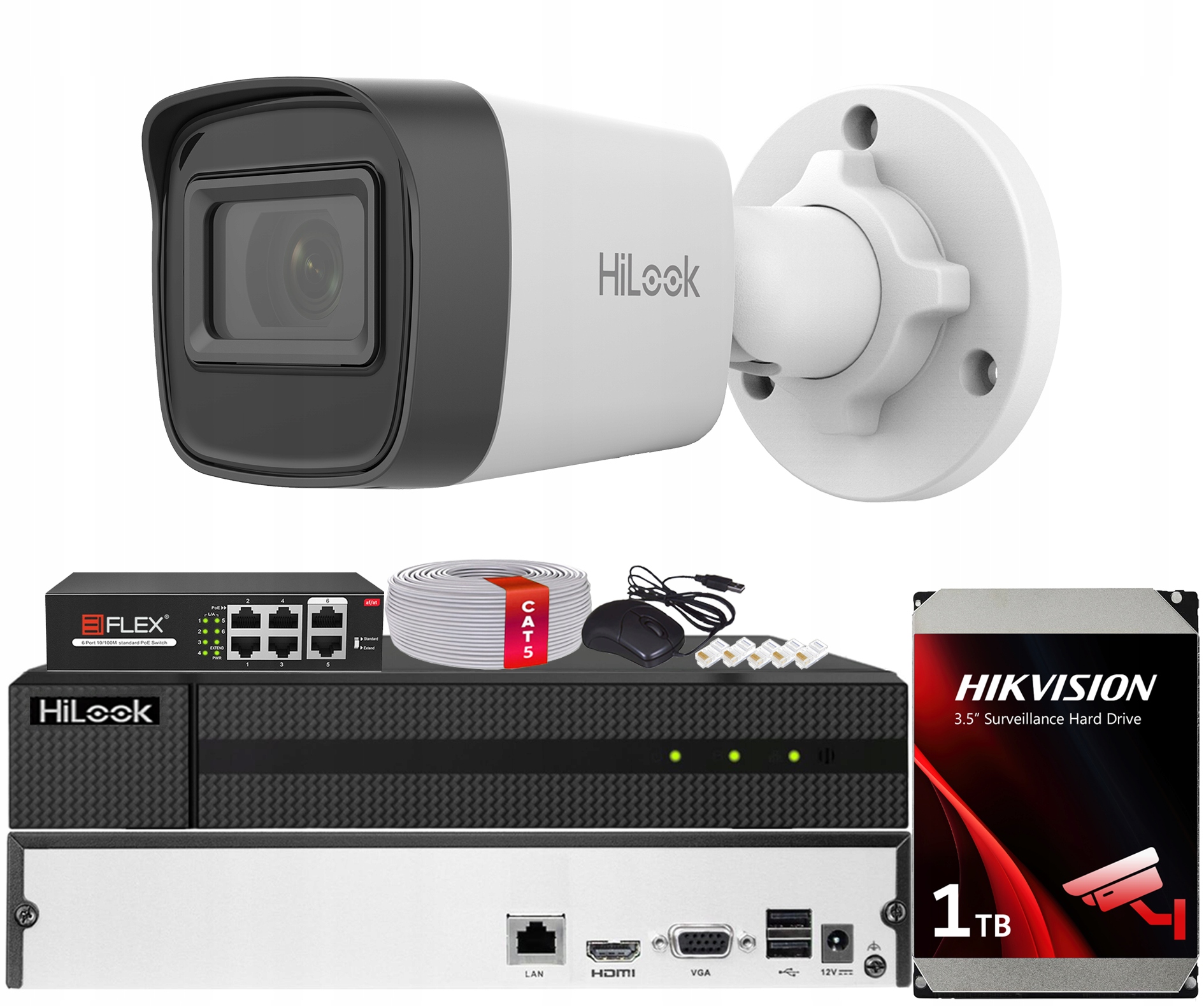 Sada Pro Monitorování Poe Kamera IPC-B121H-C 2MPx Hilook Hikvision Hdd 1TB
