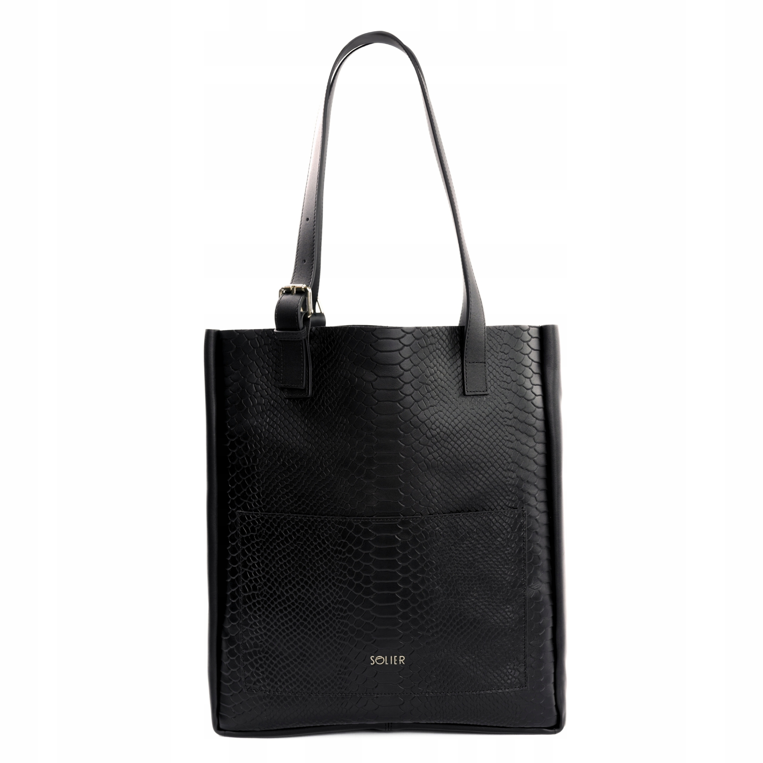 Dámská kožená kabelka Černá taška přes rameno kožená Shopper velká Solier