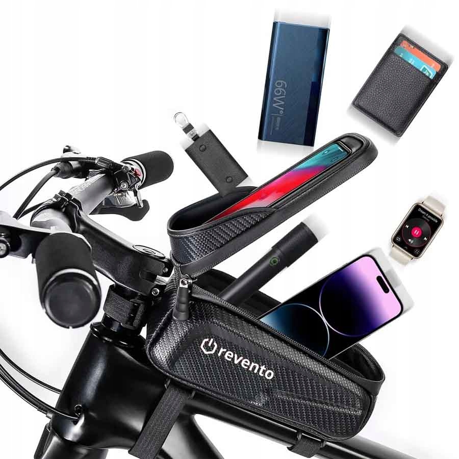 SAKWA TORBA ROWEROWA NA KIEROWNICĘ WODOODPORNA- UCHWYT NA TELEFON DO ROWERU Marka Revento