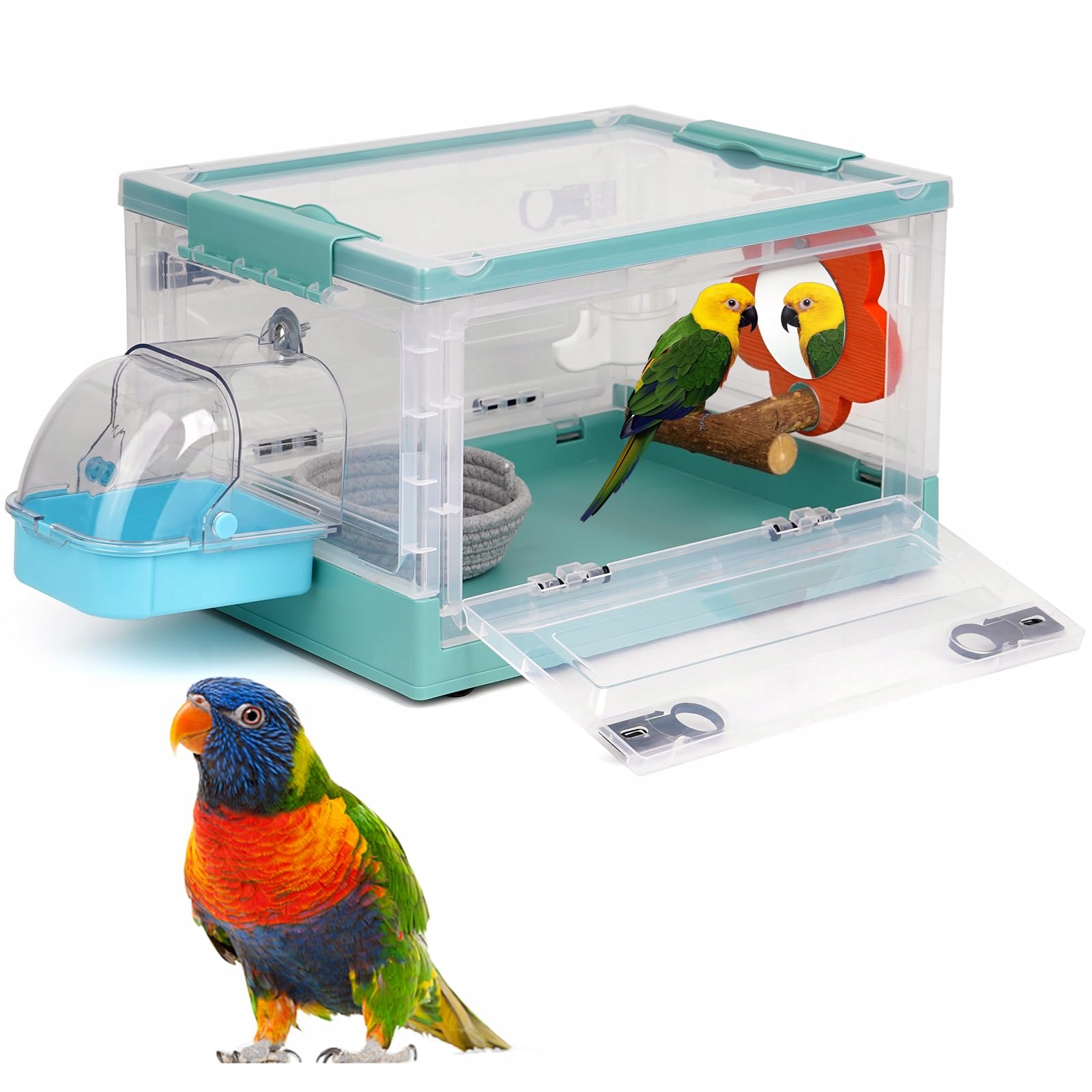 Levně Svauoumu Přenosná klec pro ptáky s příslušenstvím Přepravka