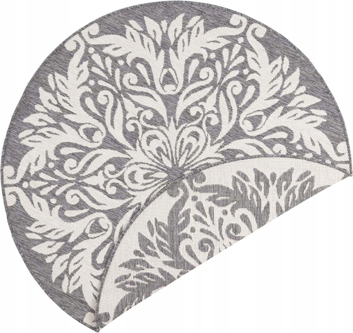 Koberec na terasu, sivý, okrúhly, obojstranný, 200 cm