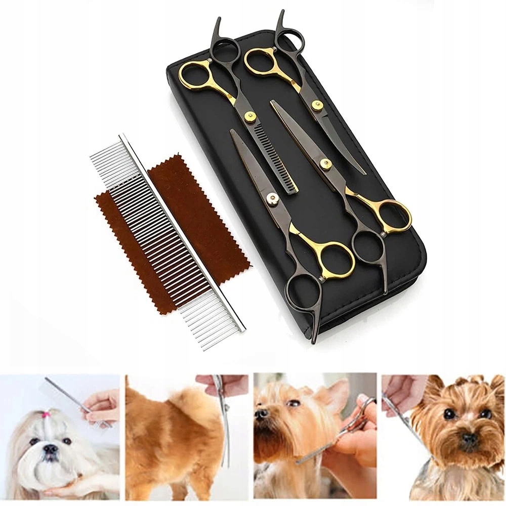 Levně Kadeřnické Nůžky Groomerské Sada Rovné Zakřivené Pro Ztenčování Vlasů