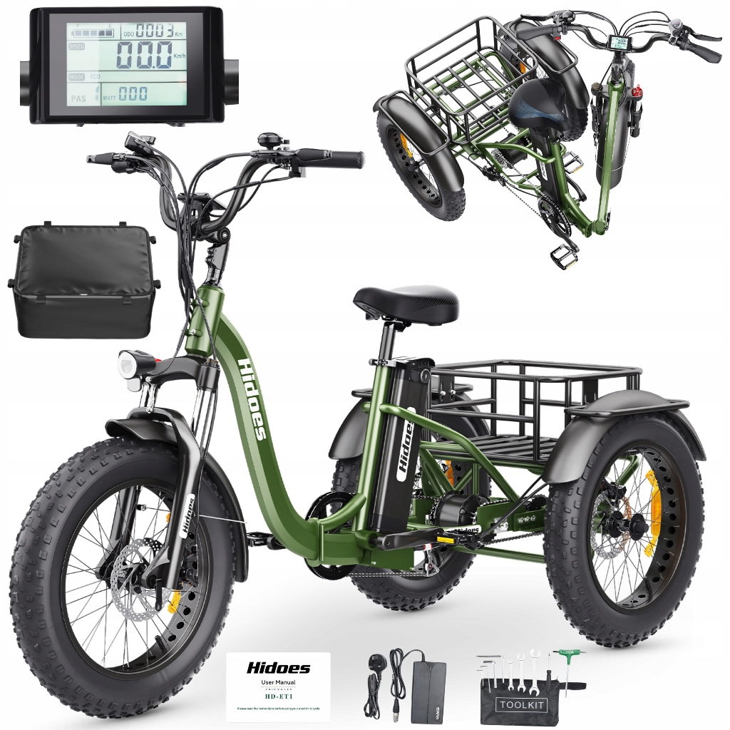 Elektrická tříkolka Hidoes Elektrické vozidlo Shimano 750W 20Ah